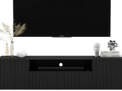 Szafka RTV wisząca Glamour Komoda RTV Czarny Mat 150 cm