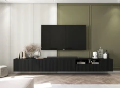 Szafka RTV wisząca Glamour Komoda RTV Czarny Mat 150 cm