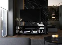 Szafka RTV wisząca Glamour Komoda RTV Czarny Mat 150 cm