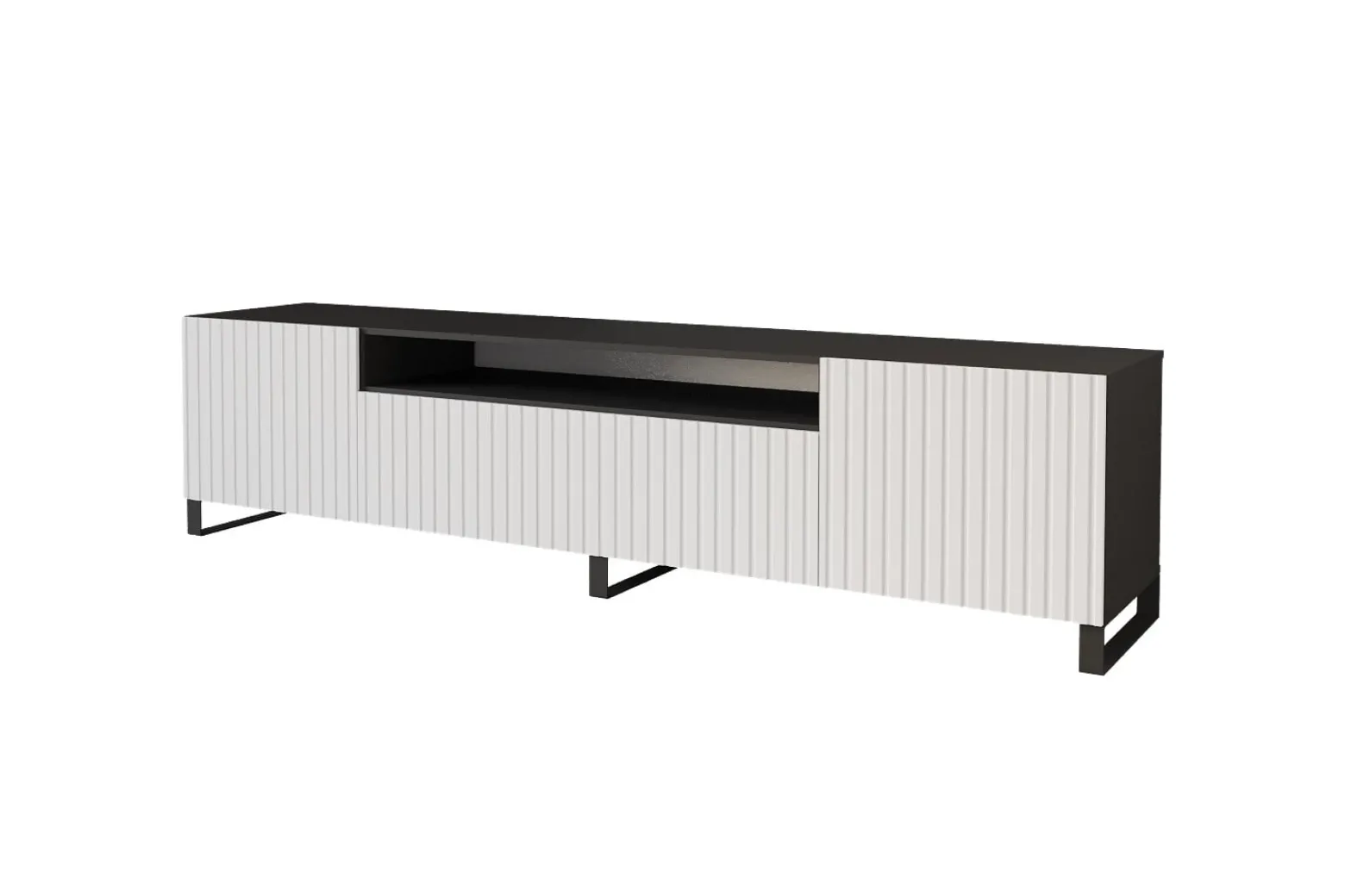 Szafka RTV z frezowanymi frontami stojąca KITO-S - 200x53x41 cm - Biały