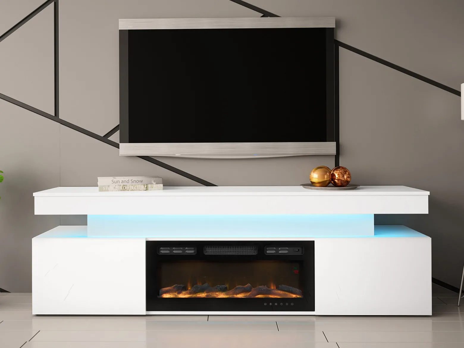 Szafka RTV z kominkiem Glossa EF 2D 190