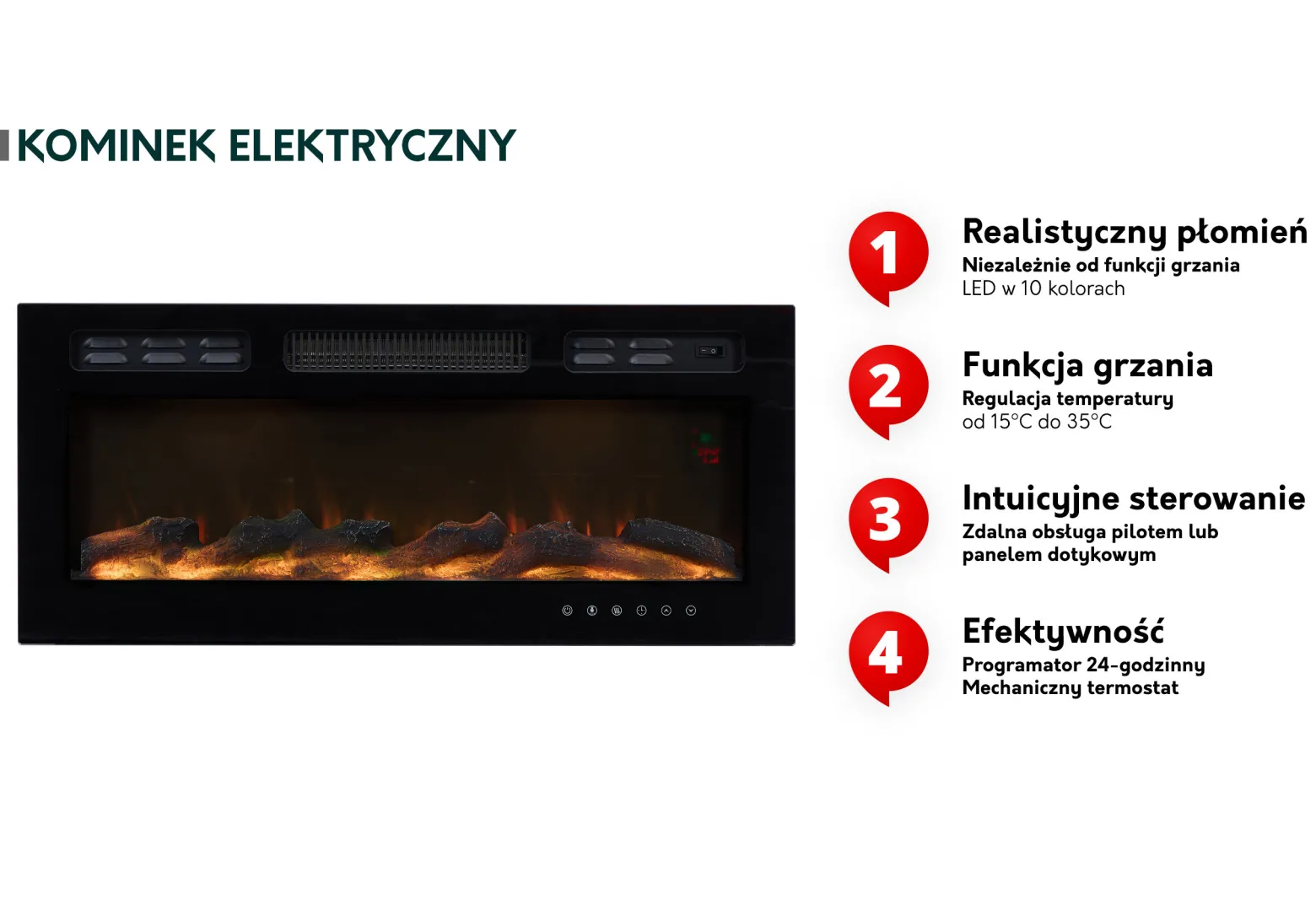 Szafka RTV z kominkiem Glossa EF 2D 190