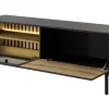 Szafka RTV z oświetleniem LED LANGO 150cm Czarny + Dąb Evoke
