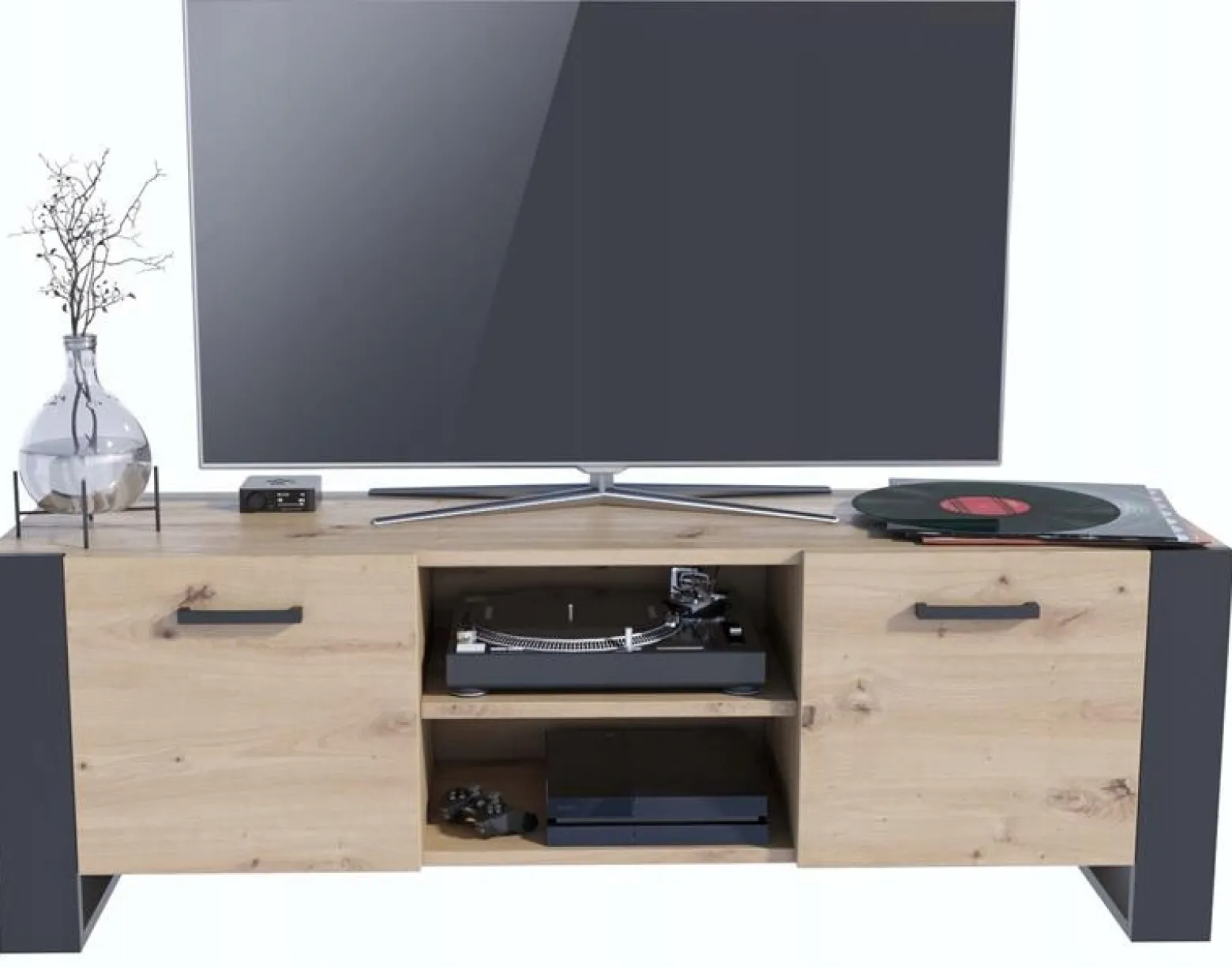 Szafka stolik RTV ALBA BIS 150cm artisan-czarny