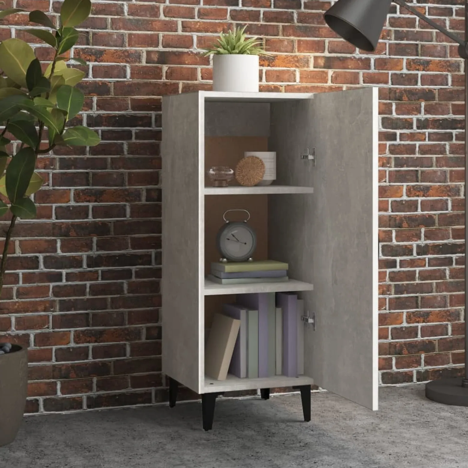 Szafka Szara Beton 34.5x34x90 cm do Salonu Pokoju Sypialni