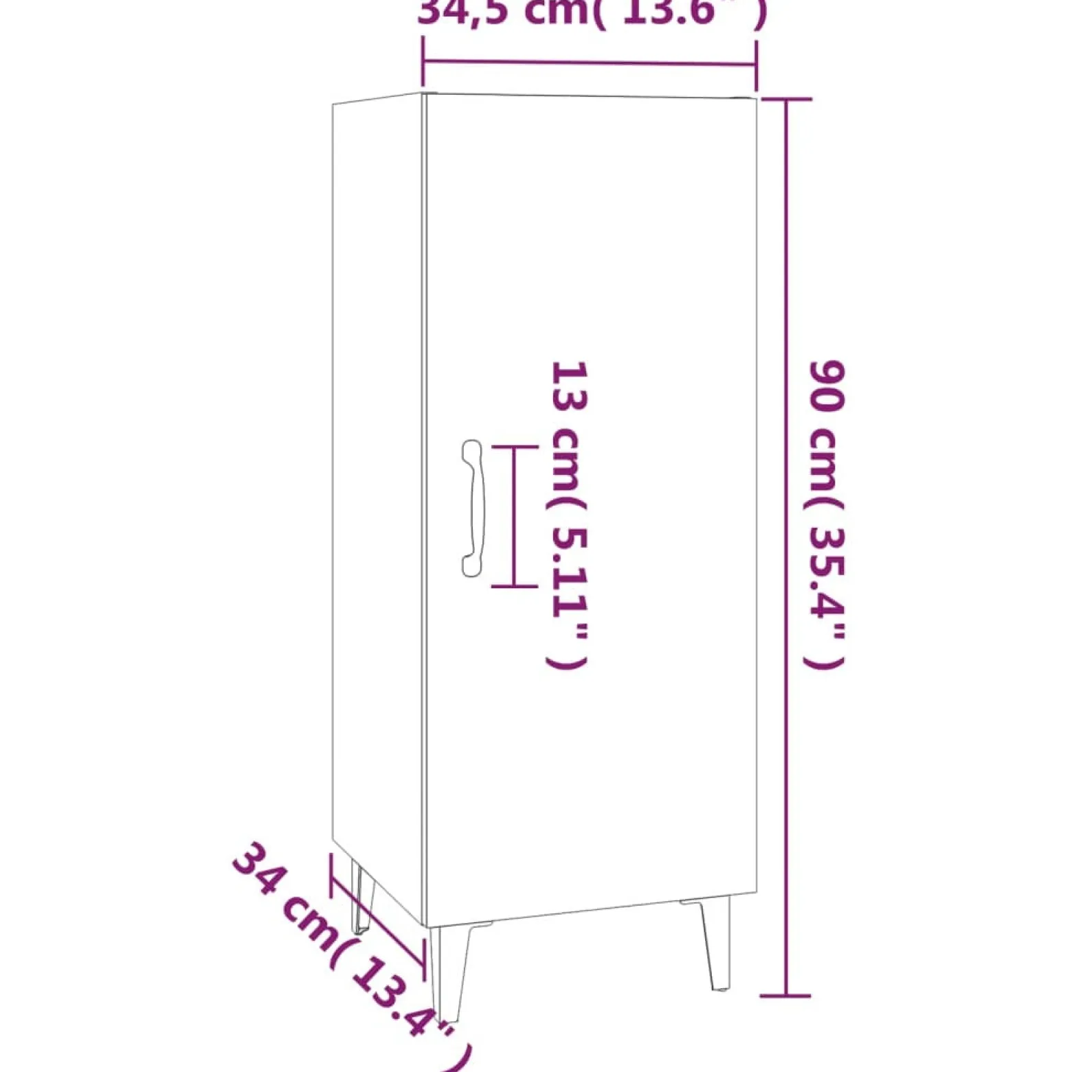 Szafka Szara Beton 34.5x34x90 cm do Salonu Pokoju Sypialni