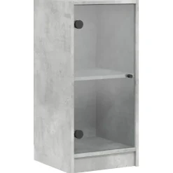 Szafka Szara Beton z Drzwiami Szklanymi 35x37x75.5 cm do Salonu