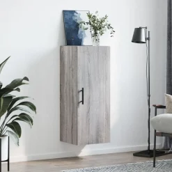 Szafka Szara Dąb Sonoma z Drzwiami 34.5x34x90 cm do Salonu Pokoju