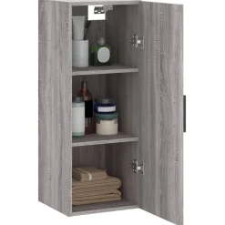 Szafka Szara Dąb Sonoma z Drzwiami 34.5x34x90 cm do Salonu Pokoju