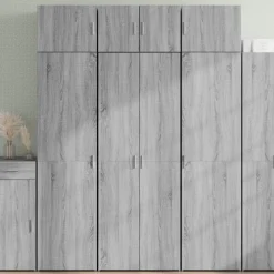 Szafka Szara Dąb Sonoma z Drzwiami z Półkami 70x42.5x185 cm