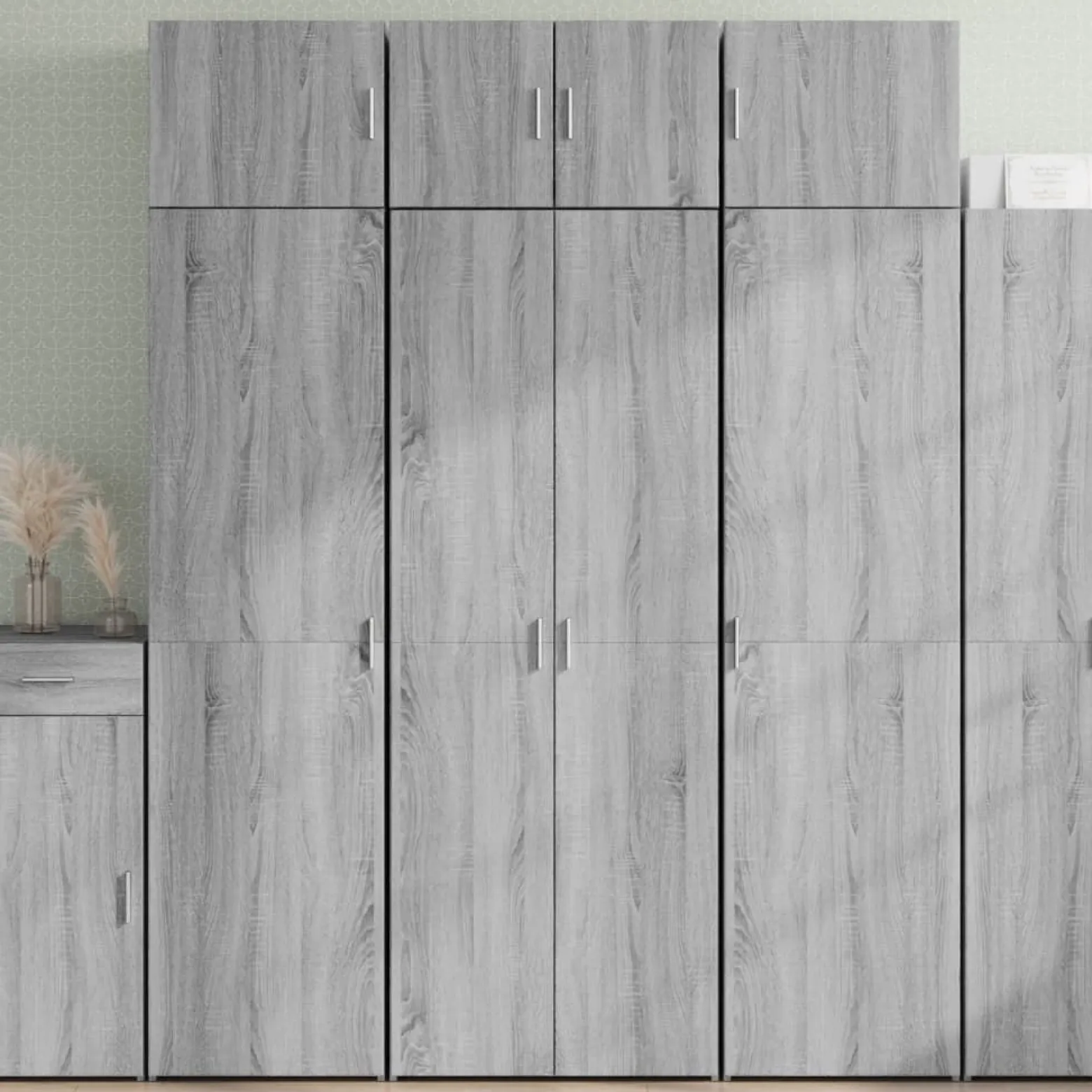 Szafka Szara Dąb Sonoma z Drzwiami z Półkami 70x42.5x185 cm