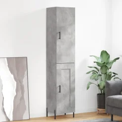 Szafka Szara z Drzwiami 34.5x34x180 cm do Salonu Pokoju Sypialni