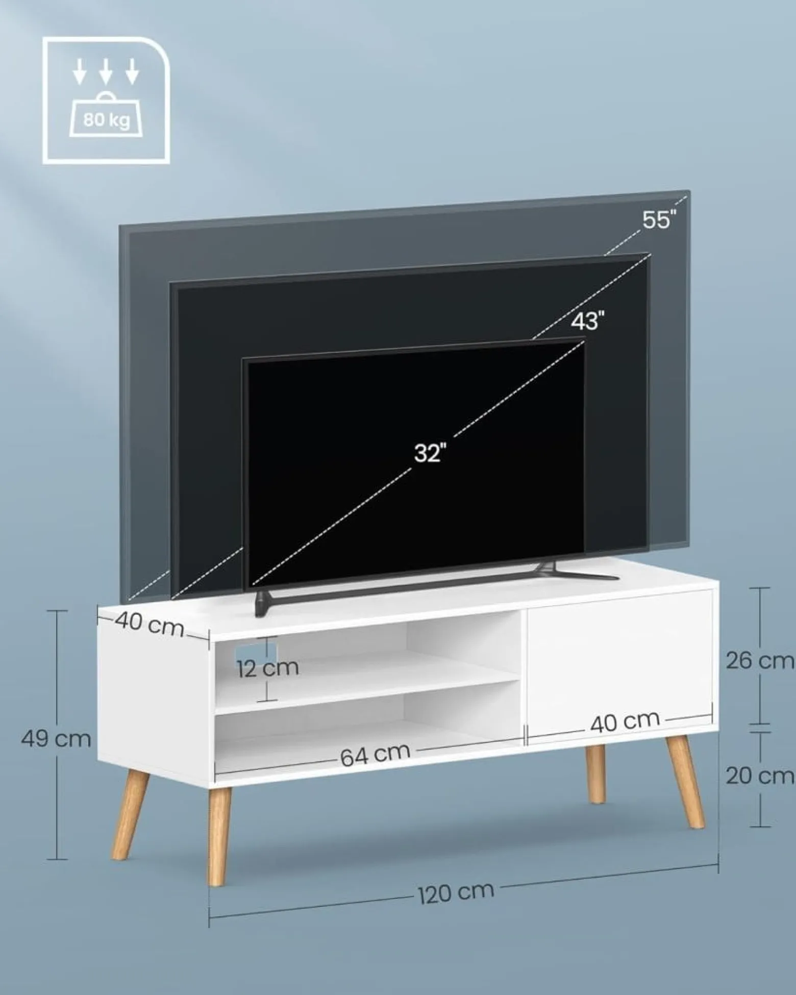 Szafka Telewizyjna Lowboard Tv Szafka Do Telewizorów Do 55 Cali 120 Cm