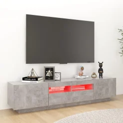 Szafka TV z oświetleniem LED szarość betonu 180x35x40 cm