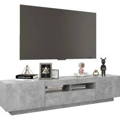 Szafka TV z oświetleniem LED szarość betonu 180x35x40 cm