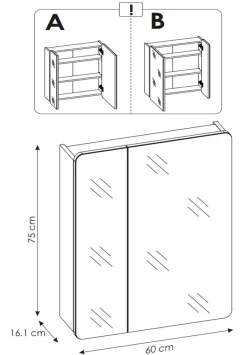 Szafka wisząca z lustrem 60 cm ARUBA