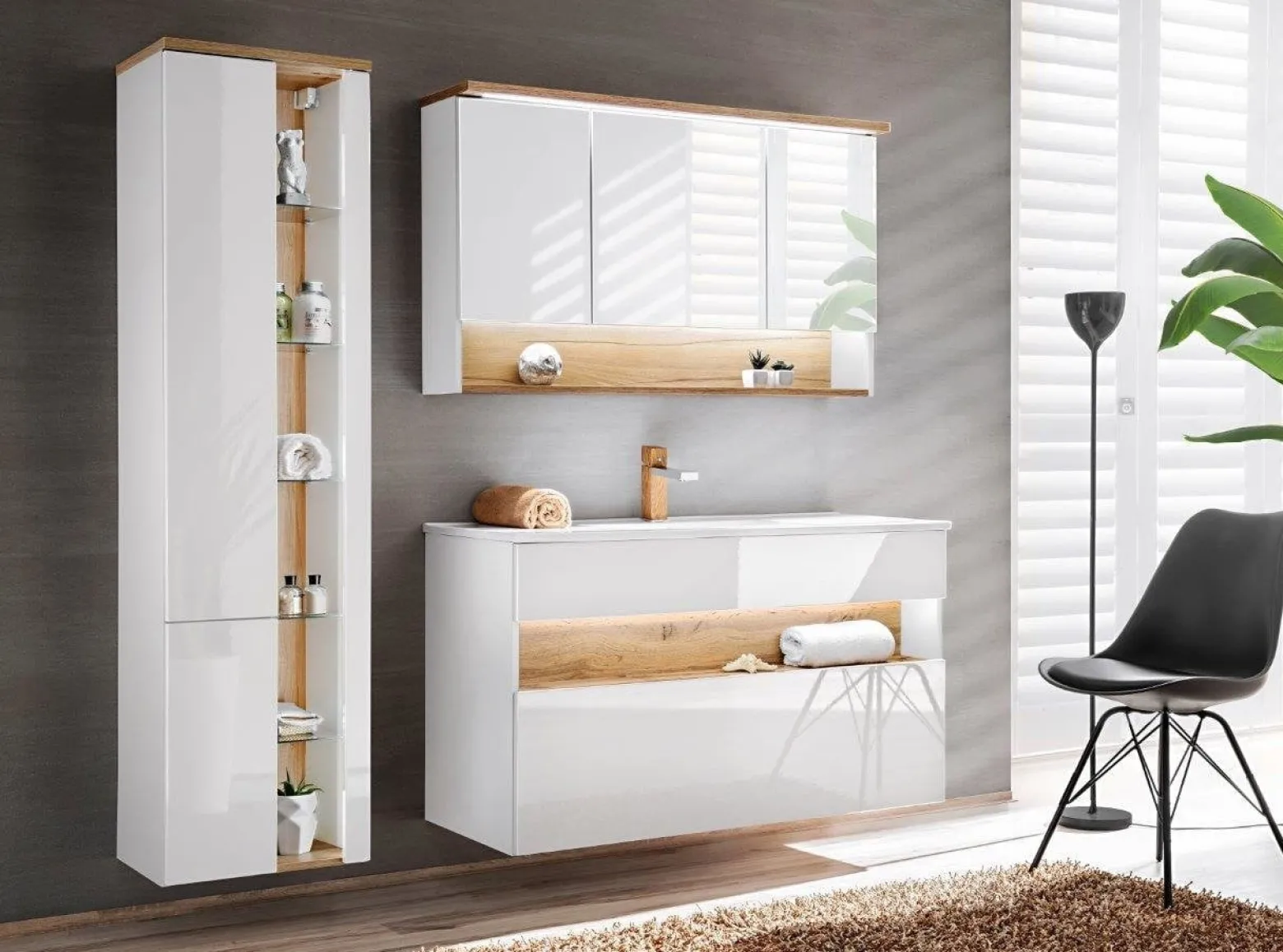 Szafka z lustrem 120 cm Bahama White
