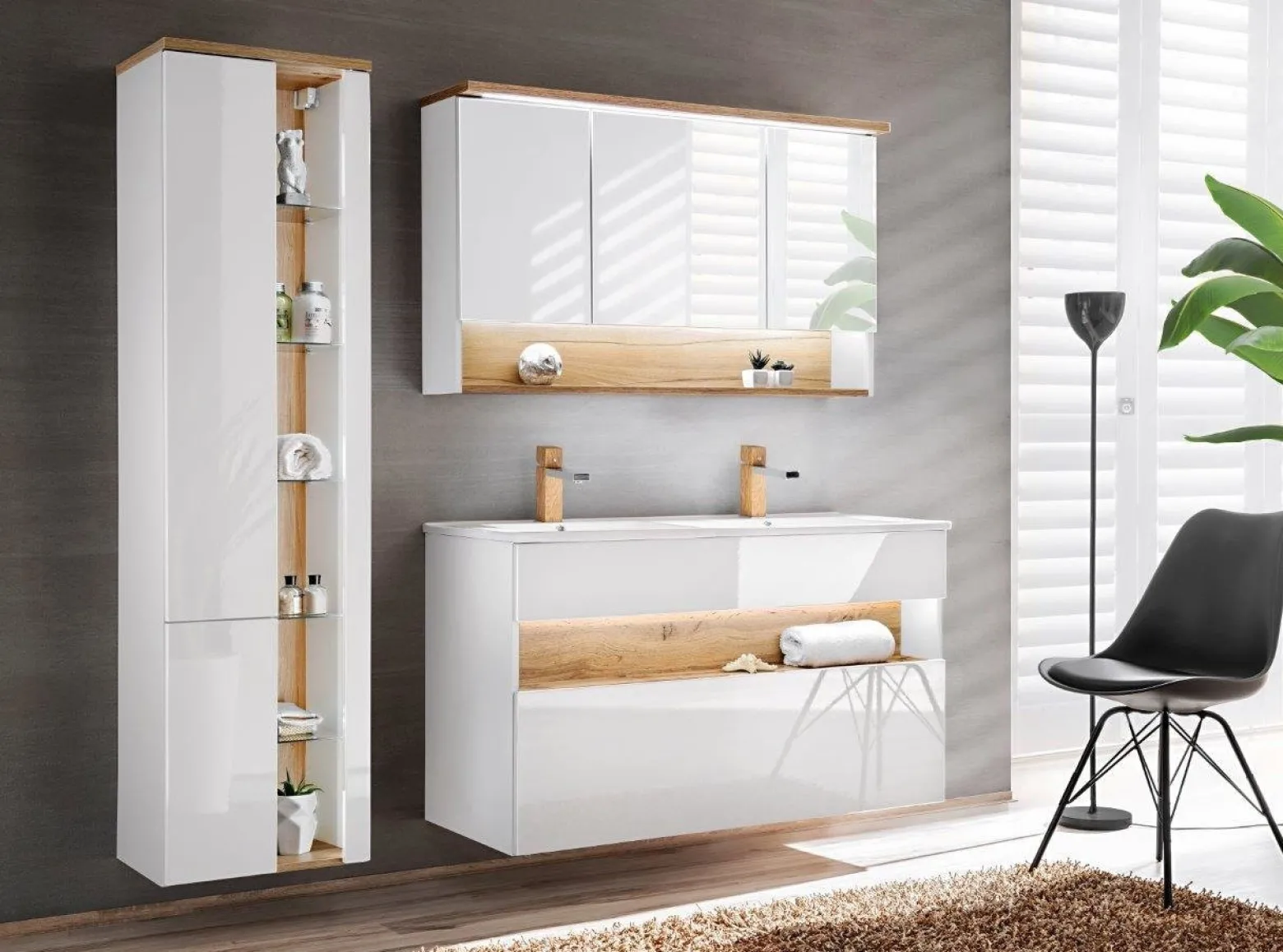 Szafka z lustrem 120 cm Bahama White