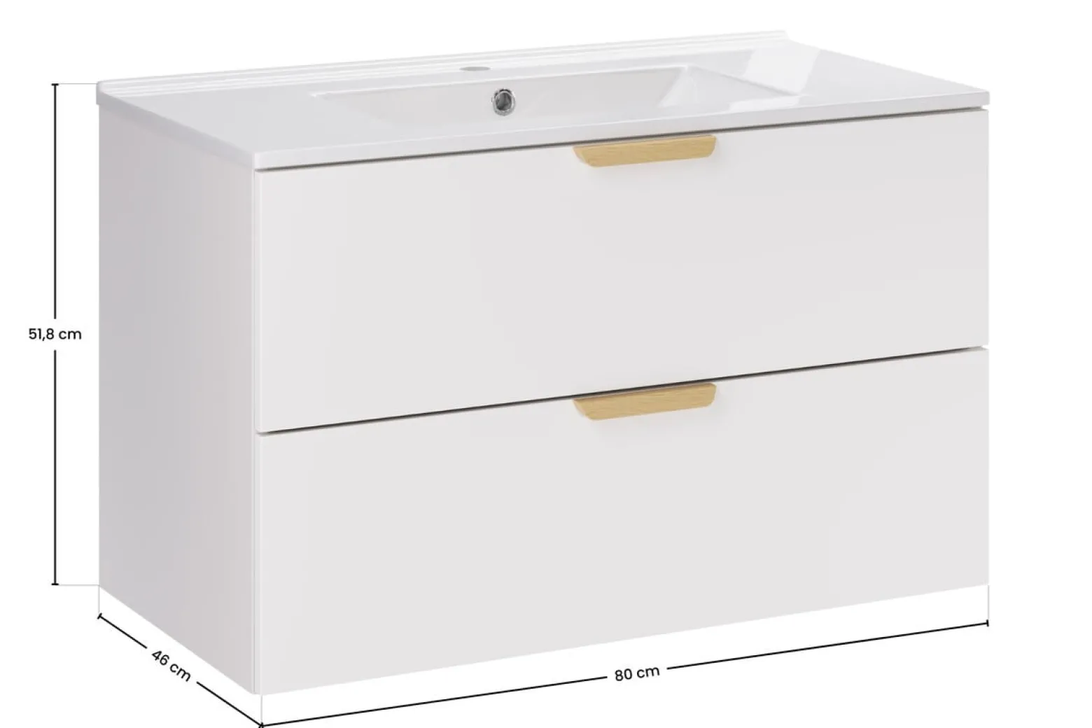 Szafka z Umywalką Aster White 80cm z Umywalką Meblową Lava