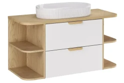 Szafka z Umywalką Aster White 100cm z Blatem i Umywalką Nablatową Beyond