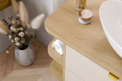 Szafka z Umywalką Dalia Cashmere 100cm z Blatem i Umywalką Nablatową Cloud