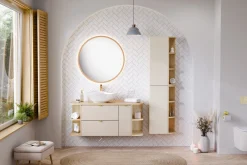 Szafka z Umywalką Dalia Cashmere 100cm z Blatem i Umywalką Nablatową Cloud