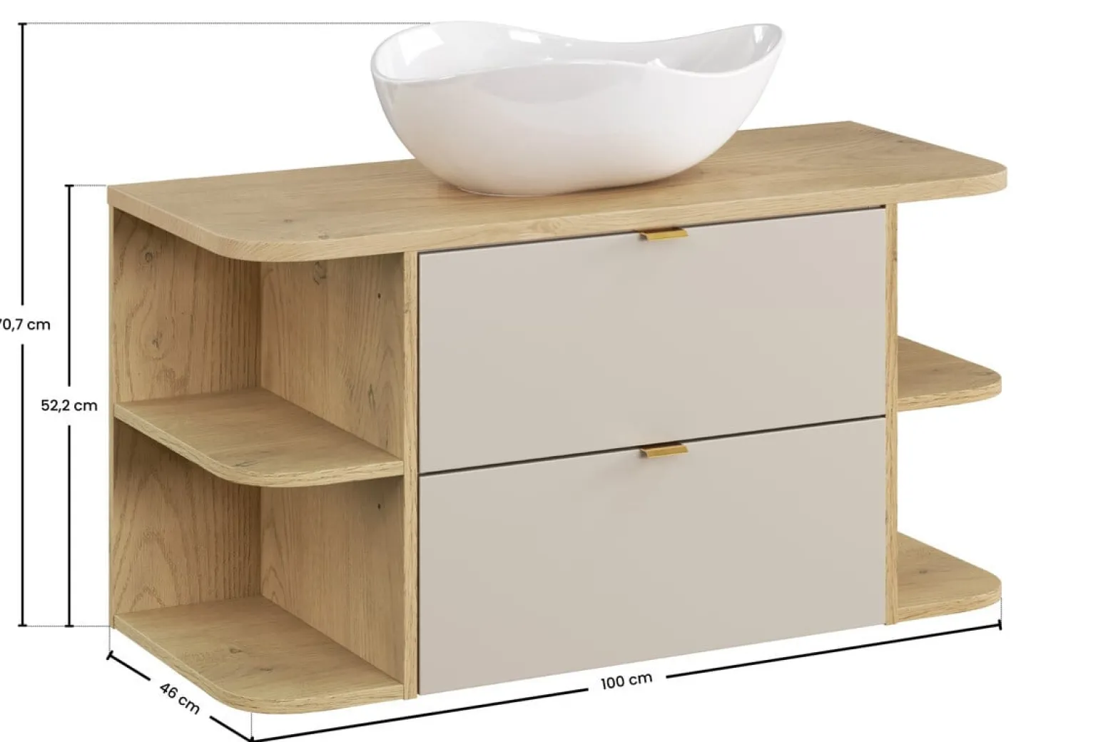 Szafka z Umywalką Dalia Cashmere 100cm z Blatem i Umywalką Nablatową Cloud