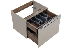 Szafka z Umywalką Santa Fe Taupe 140cm z Blatem i 2 Umywalkami Nablatowymi