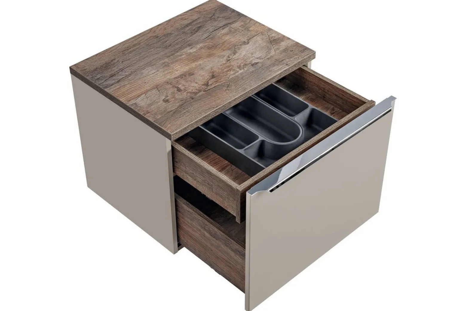 Szafka z Umywalką Santa Fe Taupe 140cm z Blatem i 2 Umywalkami Nablatowymi