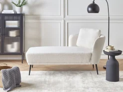 Szezlong z poduszką retro boucle złamana biel