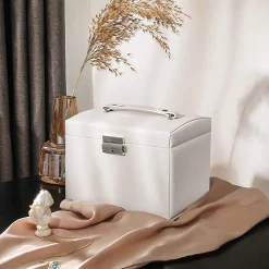 Szkatułka na biżuterię biała 3 poziomy organizer 12x17,5x13,5 cm