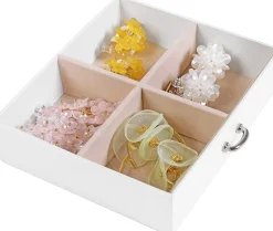 Szkatułka na biżuterię biała 3 poziomy organizer 12x17,5x13,5 cm