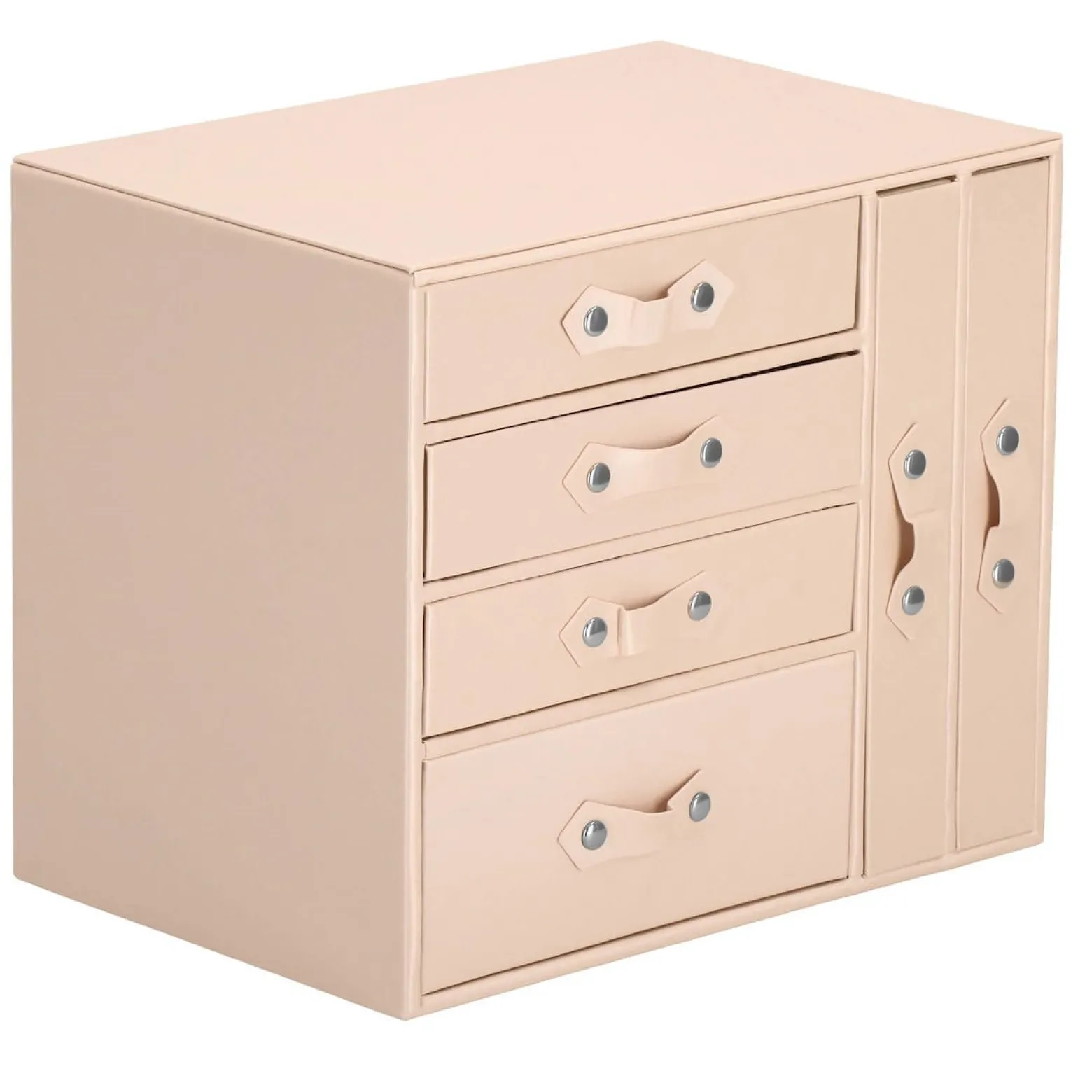 Szkatułka na biżuterię ekoskóra 26x22x18 cm różowy organizer