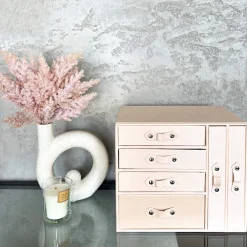 Szkatułka na biżuterię ekoskóra 26x22x18 cm różowy organizer
