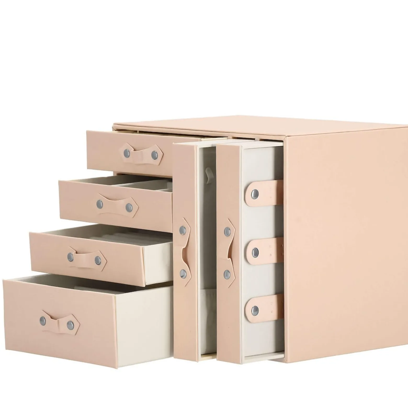 Szkatułka na biżuterię ekoskóra 26x22x18 cm różowy organizer