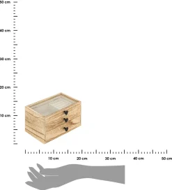 Szkatułka na biżuterię Inu drewniana beżowa 20x13x11 cm ozdobna
