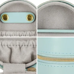 Szkatułka na biżuterię okrągła 8x5 cm miętowy organizer