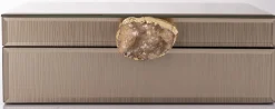 Szkatułka z MDFu z agatem 8x24x18,5 cm szampańska