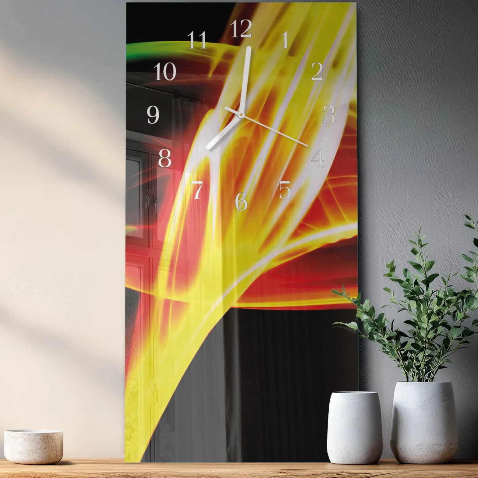 Szklany zegar 30x60 Abstrakcja zegar ścienny