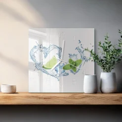 Szklany zegar 30x30 Mennica szklany ścienny
