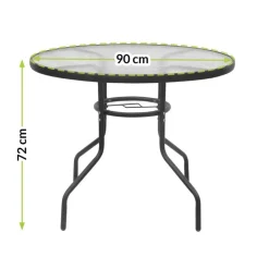 Szklany stolik kawowy, ogrodowy ze szklanym blatem 90cm