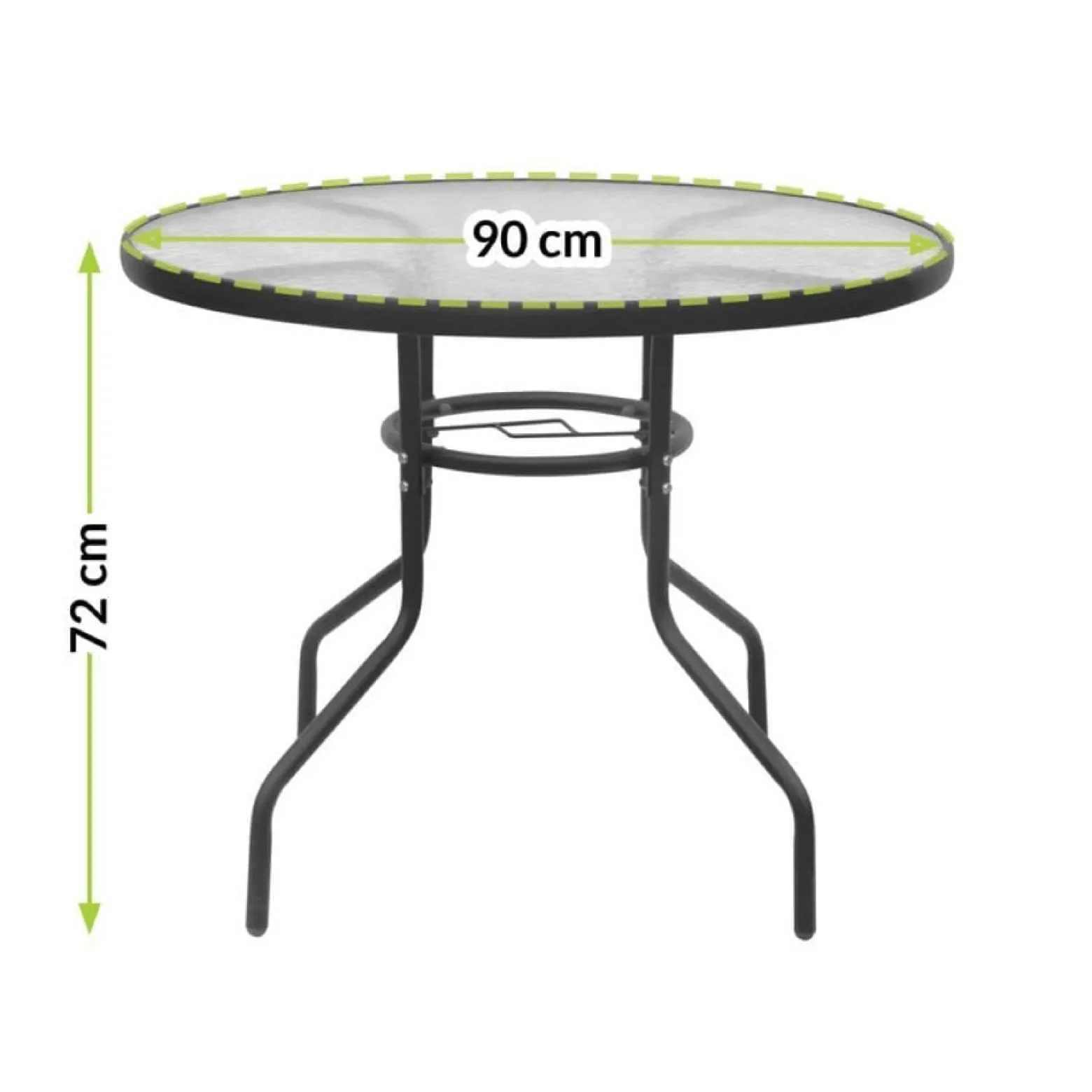 Szklany stolik kawowy, ogrodowy ze szklanym blatem 90cm