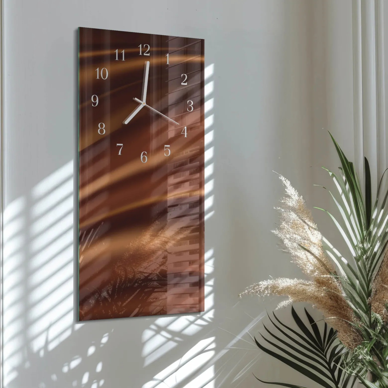 Szklany zegar 30x60 Wzór dekoracyjny do salonu