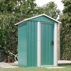 Szopa ogrodowa, zielona, 126x97,5x177 cm, stal galwanizowana