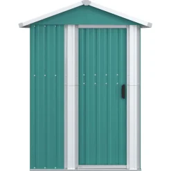 Szopa ogrodowa, zielona, 126x97,5x177 cm, stal galwanizowana