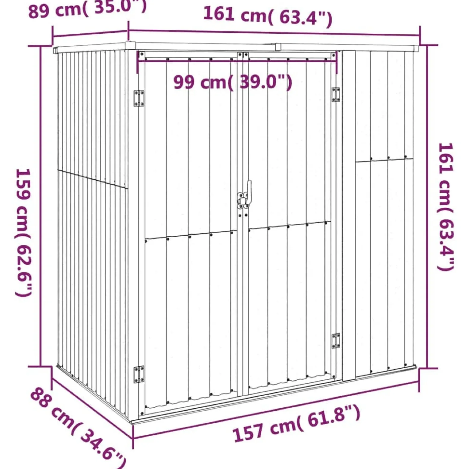Szopa Szary 161 x 89 x 161 cm Stal vidaXL