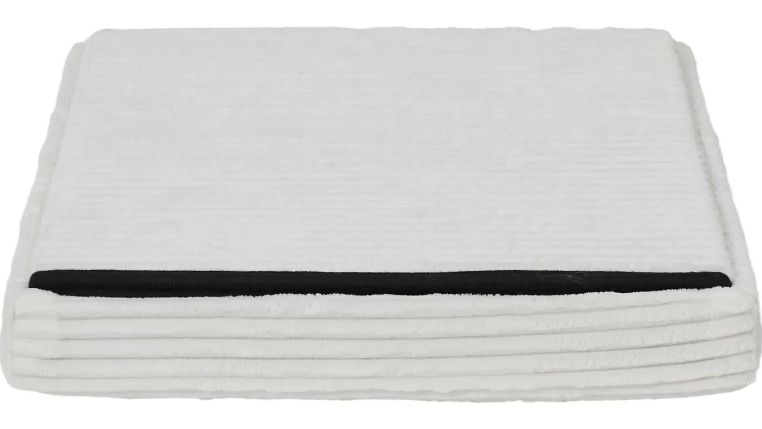 Sztruksowa pufa Boxy kremowa ze schowkiem 38x38x38 cm nowoczesna