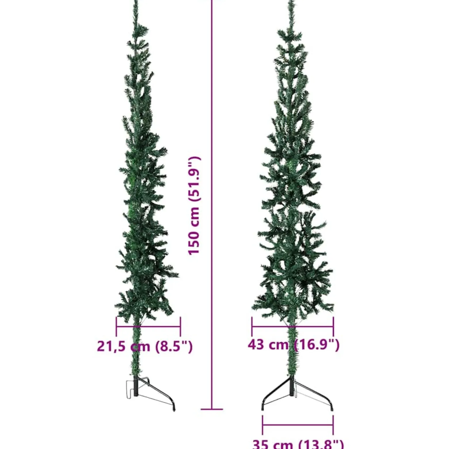 Sztuczna choinka połówka Zielony 150 cm vidaXL