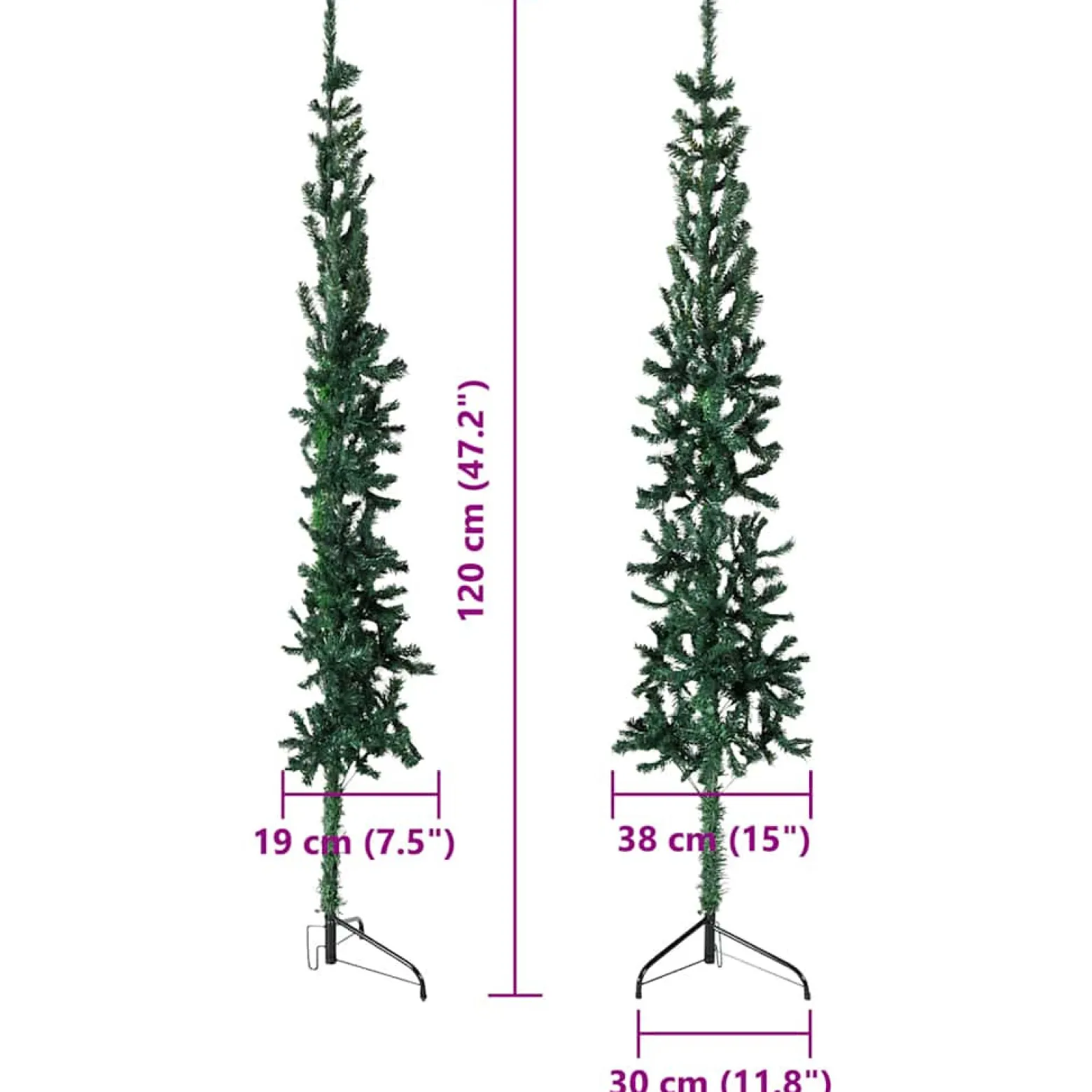 Sztuczna choinka połówka Zielony 120 cm vidaXL