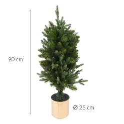 Sztuczna choinka w złotej doniczce, 90 cm